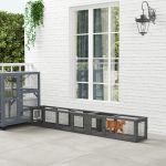 Wooden 98" Cat Tunnel for Outdoor with Combinable Design 8 Doors Dark Gray - cat toy product photo