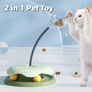 Cat Leakage Food 2 In 1 Toys Turntable Ball Toys Kitten Funny Cat Training - cat toy product photo