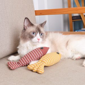Cat Toy Funny Cat Linen Fish Pillow Self-hey Cat - cat toy product photo