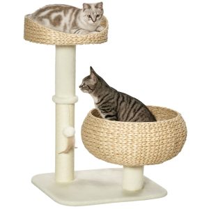 72cm Cat Tree Kitten Tower,with Sisal Scratching Post,Two Beds,Toy Ball - cat toy product photo