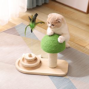 Sisal Ball Solid Wood Turntable Durable Cat Toy Cat Supplies - cat toy product photo