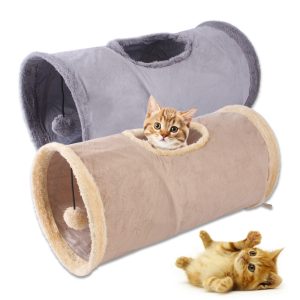 Folding Suede Cat Tunnel Toy Folding Compact For Storage - cat toy product photo