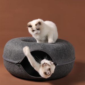 Four Seasons Available Cat Nest Round Woolen Felt Pet Dual-use Cat Nest - cat toy product photo
