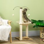 Cat Tree,with Scratching Posts,Hammock,Toy Ball-Beige - cat toy product photo