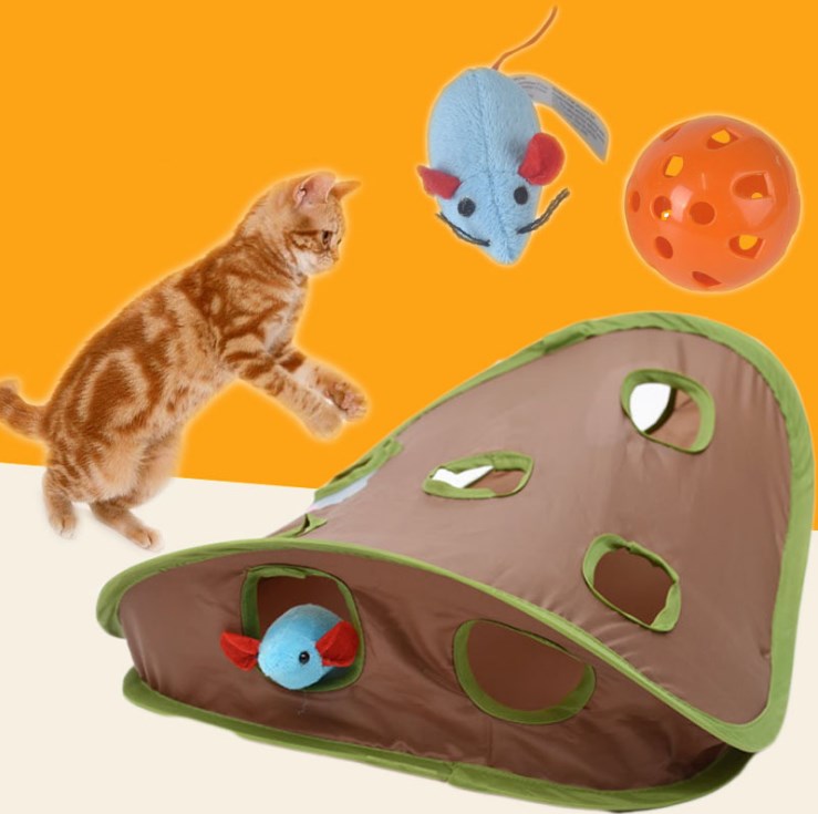Pet Puzzle Nine-hole Mouse Hole Bell Ball Cat Interactive Toy Cat Hide And Seek Channel Puzzle Nine-hole Mouse Hole Bell Ball Cat Interactive Toy Cat Hide And Seek - cat toy product photo