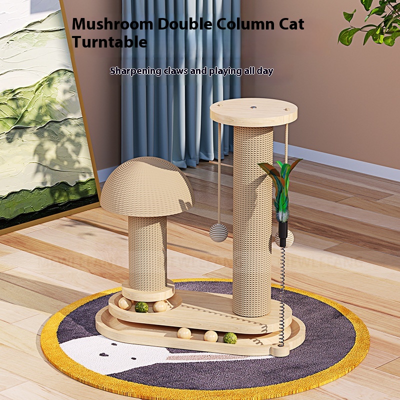 Solid Wood Cat Turntable Scratching Post Durable Toy Solid Wood Cat Turntable Scratching Post Durable Toy - cat toy product photo