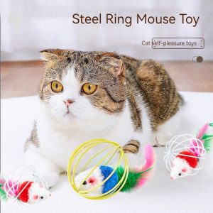 Cat Self-Hi Toy Cage Mouse Painted Lacquer Wire Nibbling Toy - cat toy product photo
