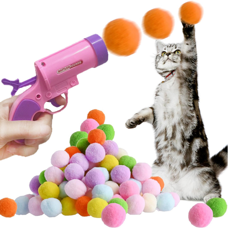 Cat Toy Pompons Gun Mute Ball Cat Toy Pompons Gun Mute Ball - cat toy product photo