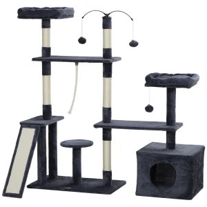 53" Cat Tree Cat Tower with Scratching Posts Cat Condo Beds Platforms Toy - cat toy product photo