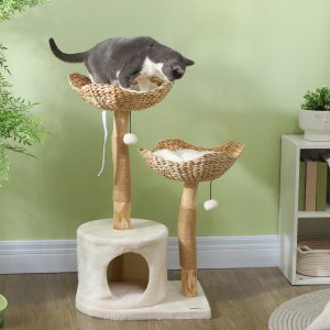 37 Inch Modern Cat Tree w/ Wooden Scratching Posts Condo Beds Cushions Toy - cat toy product photo