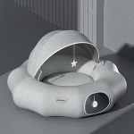 Round Cat Tunnel Nest Bed With Partial Cover And Summer Mat - cat toy product photo