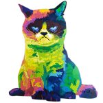 Irregular Rainbow Cat Uncomfortable Cat Wooden Puzzle Board Intelligence - cat toy product photo