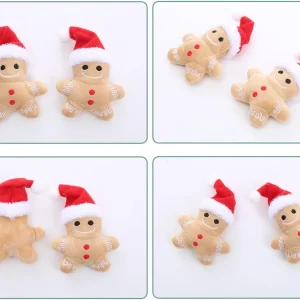 4 Packs Catnip Toys Interactive Toy Costume Plush Christmas Gingerbread Man - cat toy product photo