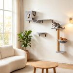 3‑In‑1 Cat Wall Shelves with Condo Bed Hammock Scratching Post and Spring - cat toy product photo