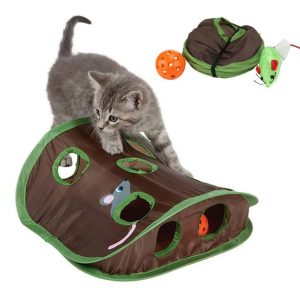 Pet Cat Interactive Hide Seek Game 9 Holes Tunnel Mouse Hunt Intelligence - cat toy product photo