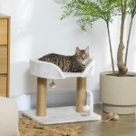 42cm Indoor Cat Tree,with Toy Balls,Jute Scratching Post-White - cat toy product photo