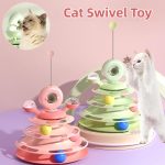 4 Levels Cat Toy Tower Turntable Roller Balls Toys Interactive Intelligence - cat toy product photo