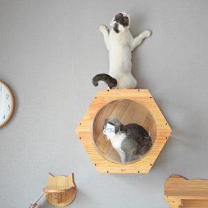 Solid Wood Scratching Post Cat Drilling Hole Luxury Cat Tree Toy - cat toy product photo