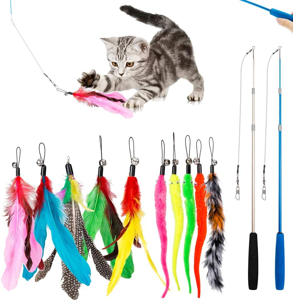 Cat Toy Cat Teaser Feather Handheld Three Sections Fishing Rod Suit Cat Toy Cat Teaser Feather Handheld Three Sections Fishing Rod Suit - cat toy product photo
