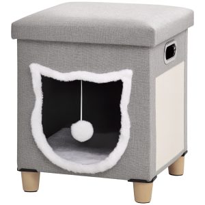 Cat House Cave,Cat Bed Cube With Scratching Pad,Soft Detachable & Washable - cat toy product photo