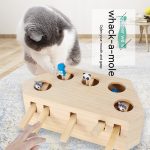 Cat Toy Whac-a-mole Interactive Puzzle Solid Wood Cat Toy - cat toy product photo