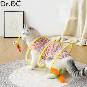 Folded Cat Tunnel S Type Cats Tunnel Spring Toy Mouse Tunnel Cat Outdoor - cat toy product photo