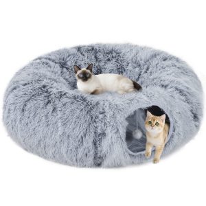 2-in-1 Donut Cat Tunnel With Washable Bed,Play Tunnel Bed With Toy Ball And - cat toy product photo