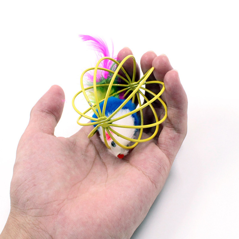 Pet Cat Feather Cage Mouse Toy Cat Feather Cage Mouse Toy - cat toy product photo