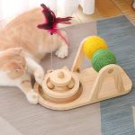 Solid Wood Turntable Sisal Ball Cat Toy - cat toy product photo