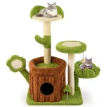 36" Jungle Theme Cat Tree - Washable Peach Skin Sisal Scratching Post & - cat toy product photo